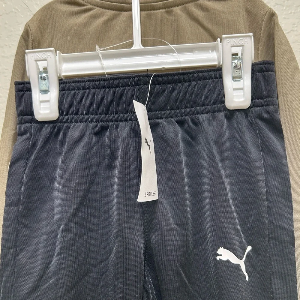 NWT Puma 2 Piece Track Suit Set 24 Months Tan Black Full Zip Athletic Outfit - Picture 7 of 7